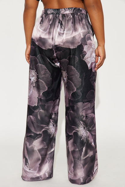 Talia Satin Floral Wide Leg Pant 33 - Grey/combo