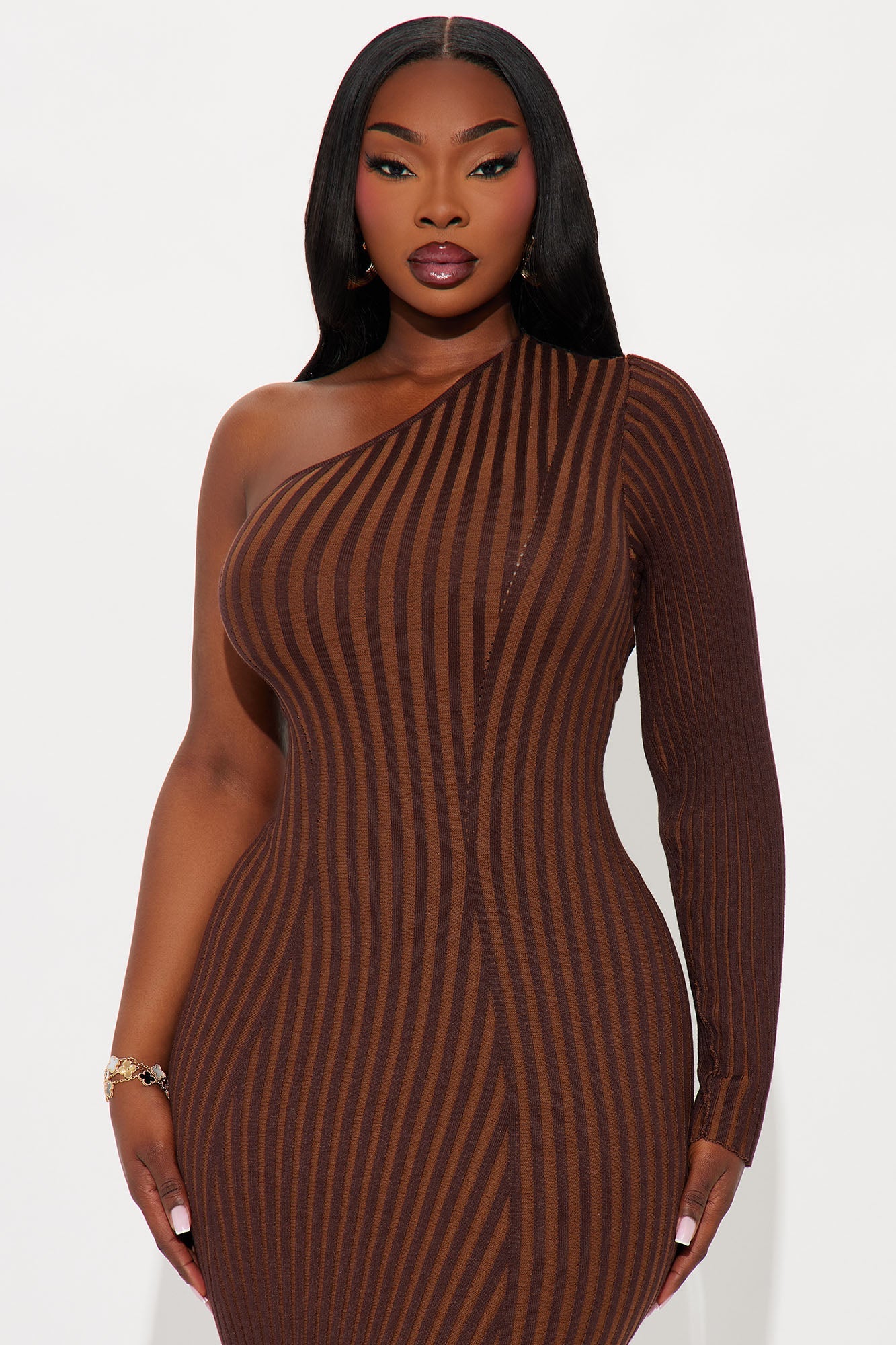 Never Late Sweater Maxi Dress - Brown