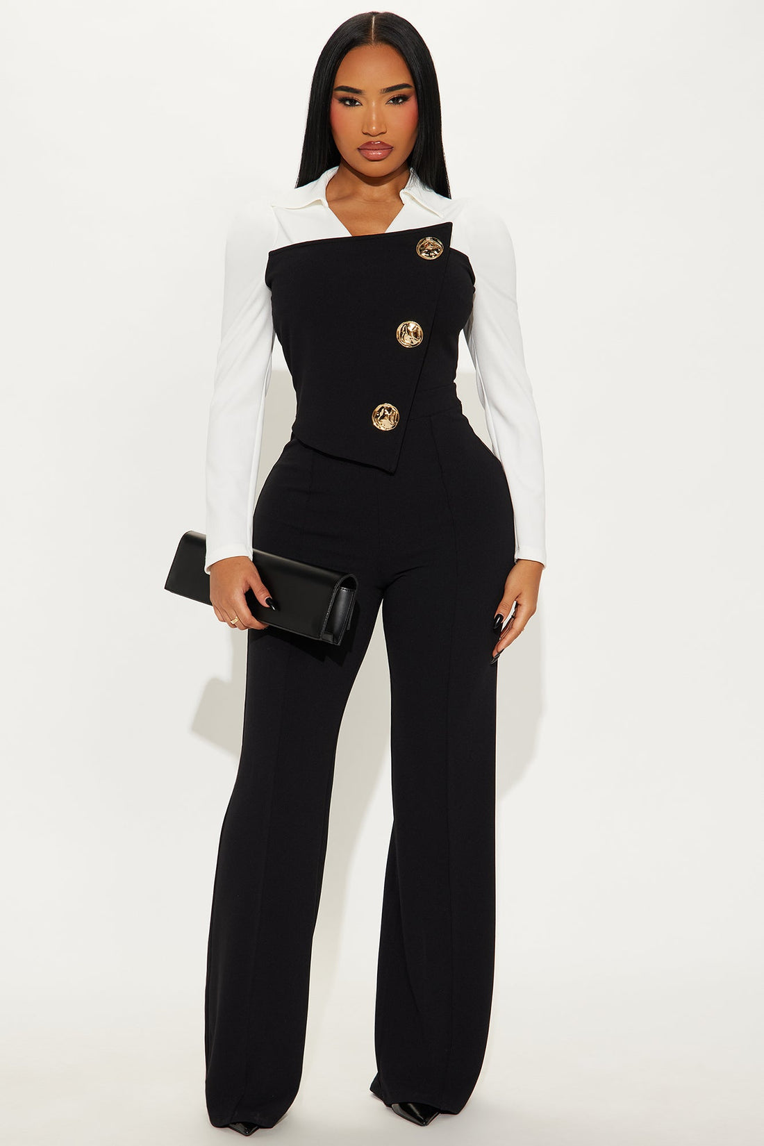 High Maintenance Wide Leg Jumpsuit - Black/White