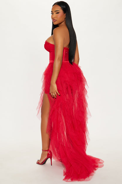 Anastasia Tulle Maxi Dress - Red