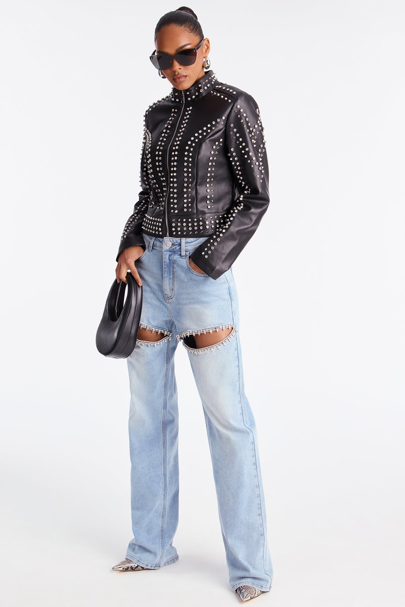 Tall You Belong With Me Stretch Embellished Straight Leg Jeans - Light Wash
