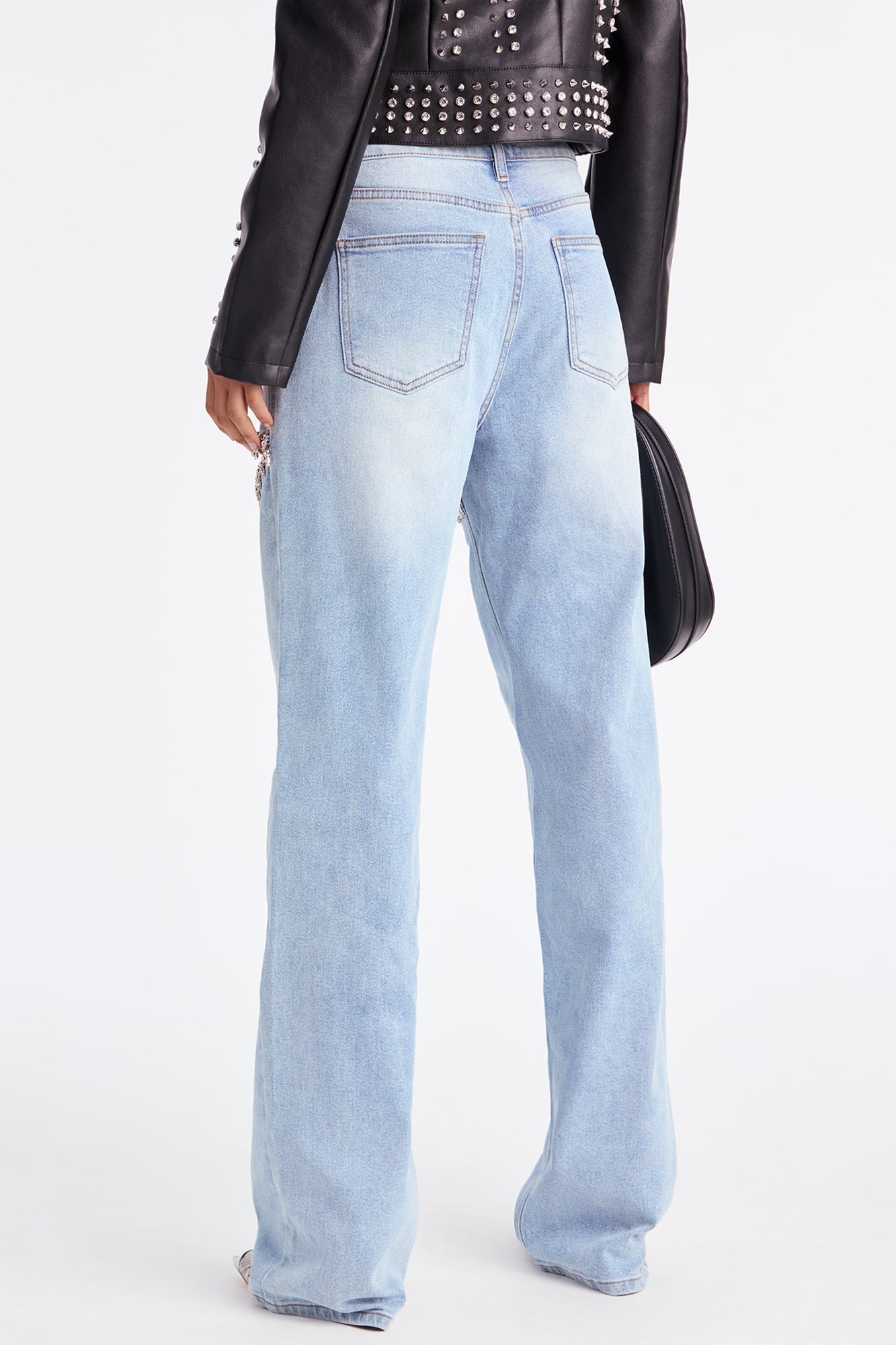 Tall You Belong With Me Stretch Embellished Straight Leg Jeans - Light Wash