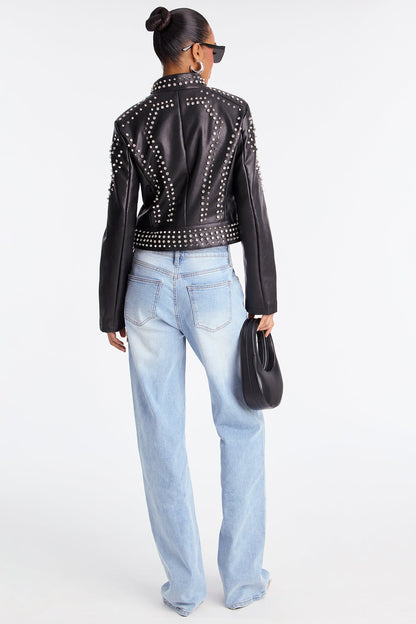 Tall You Belong With Me Stretch Embellished Straight Leg Jeans - Light Wash