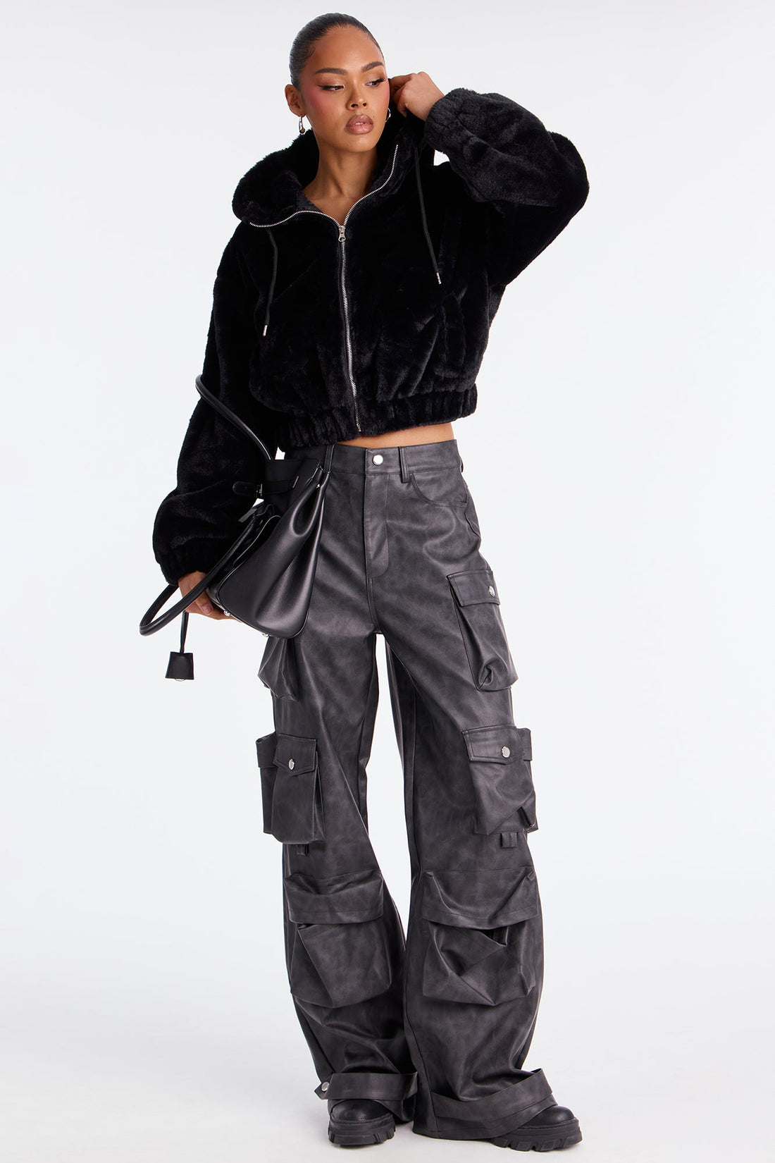 Jolie Faux Fur Jacket - Black