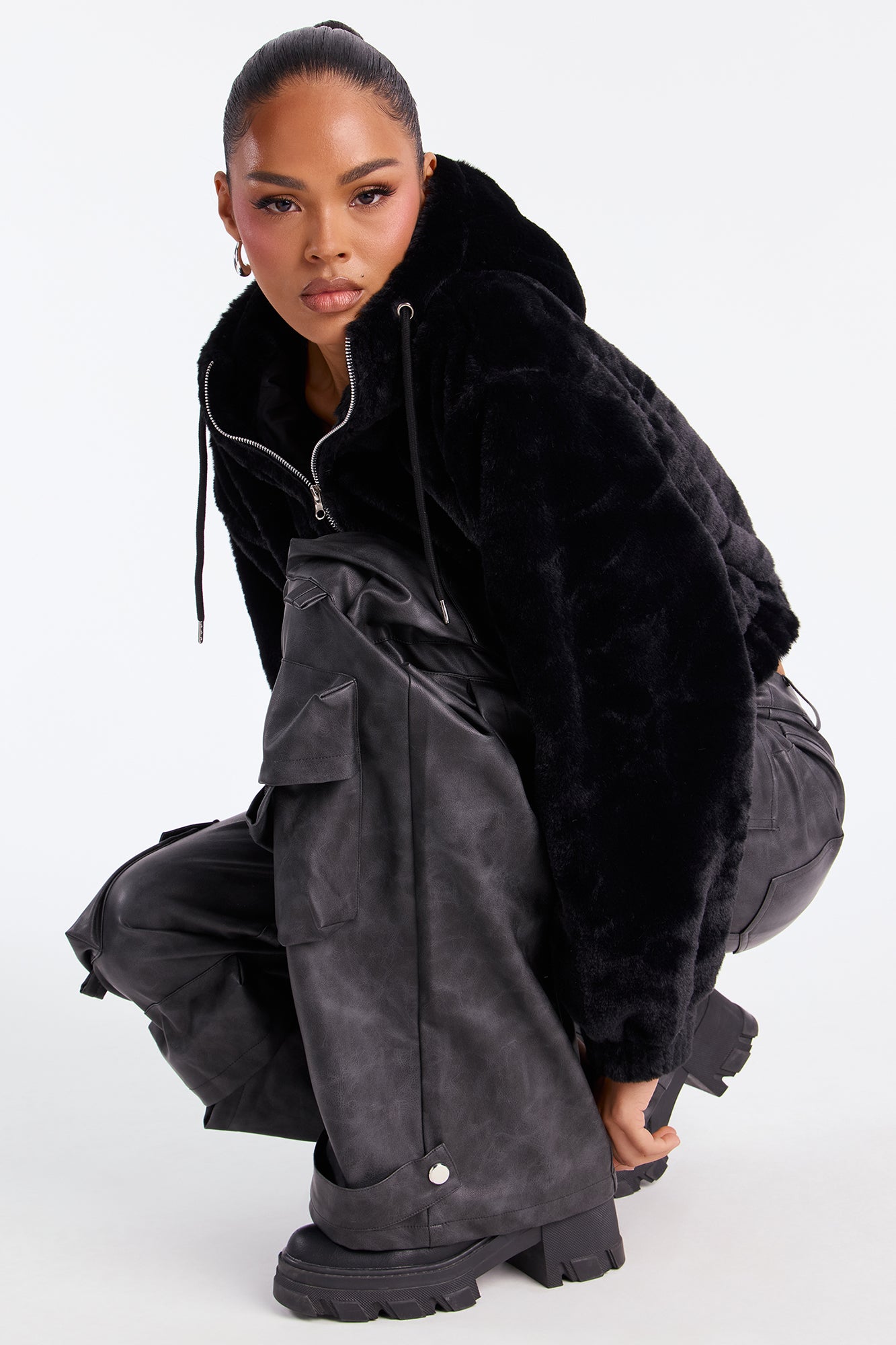 Jolie Faux Fur Jacket - Black
