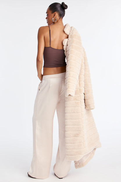 Main Topic Low Rise Wide Leg Satin Pant 33 - Pearl