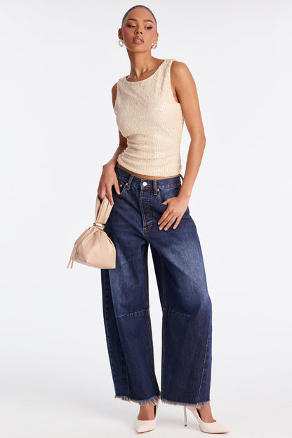 Ciao Bella Barrel Leg Jeans - Dark Wash