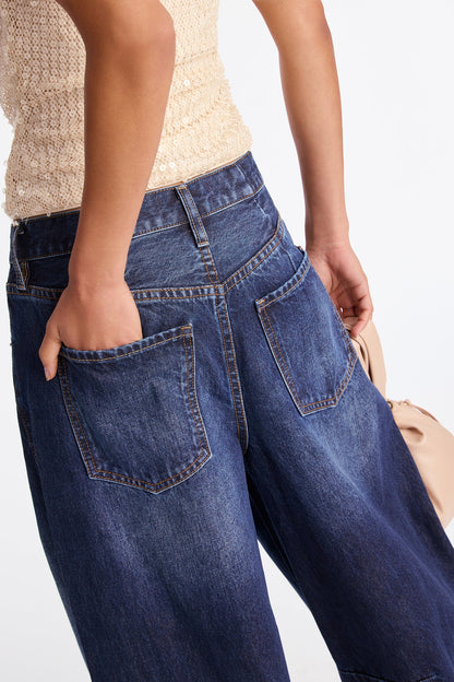 Ciao Bella Barrel Leg Jeans - Dark Wash