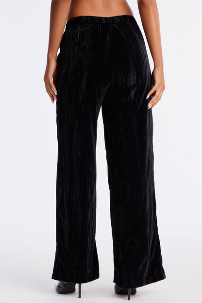 Keep You Wondering Velvet Wide Leg Pant 32 - Black