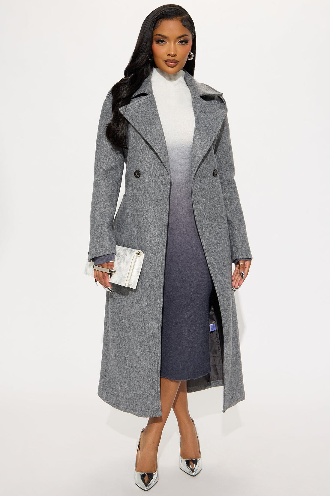Thea Ombre Sweater Midi Dress - Grey/combo