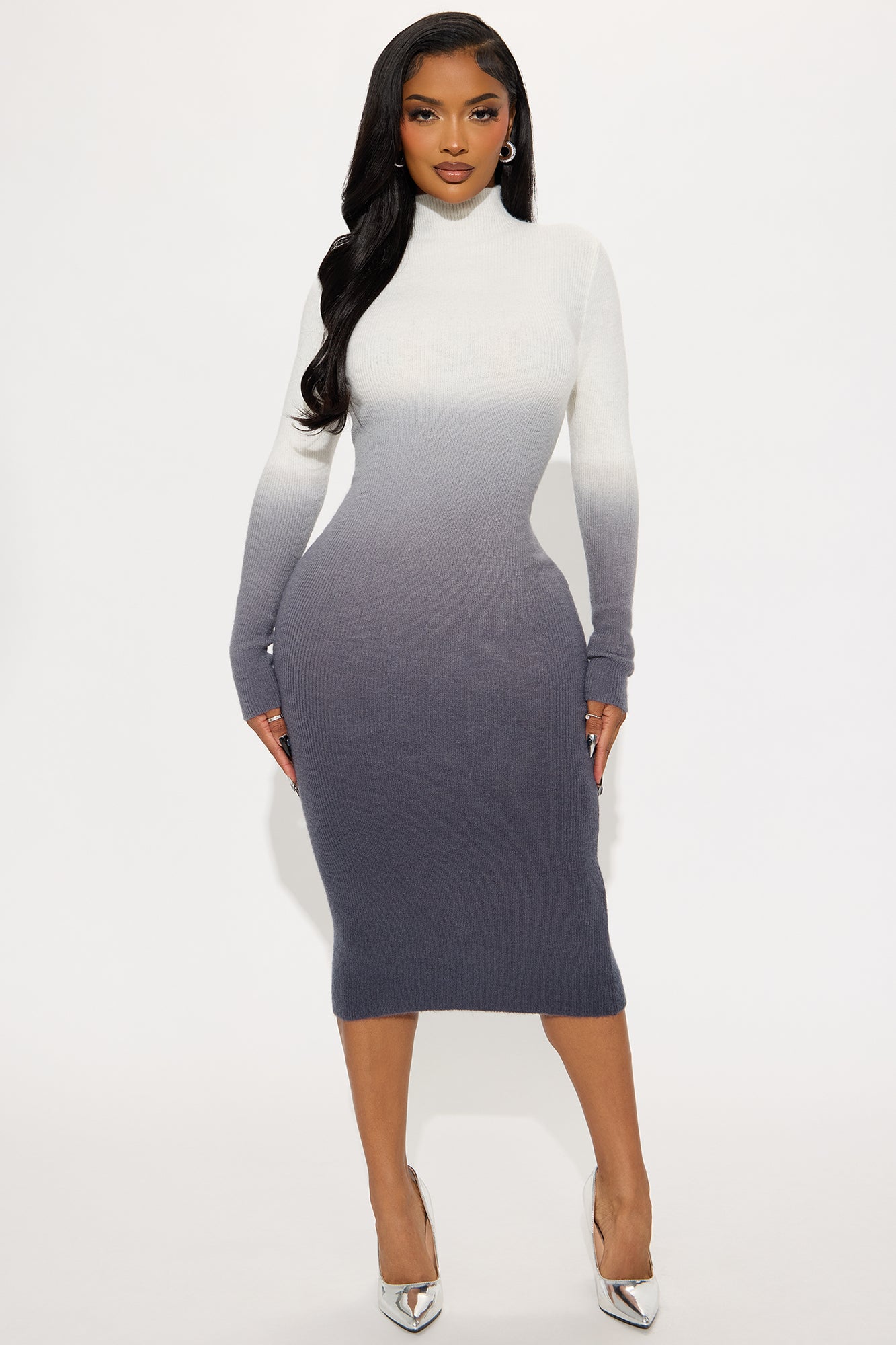 Thea Ombre Sweater Midi Dress - Grey/combo