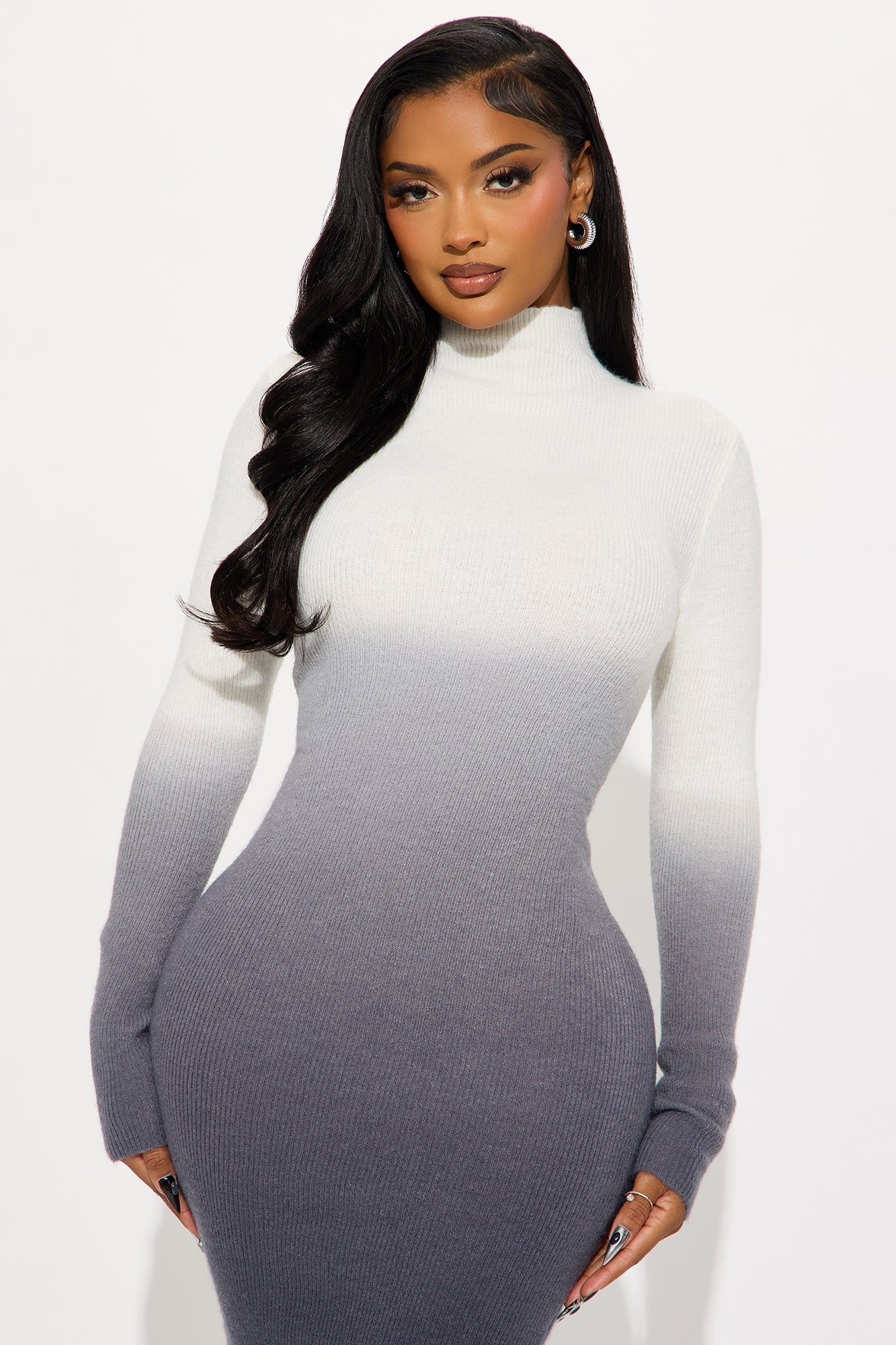 Thea Ombre Sweater Midi Dress - Grey/combo