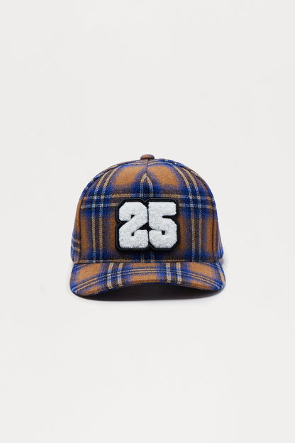 Varsity Flannel Structured Snapback Hat - Royal/combo