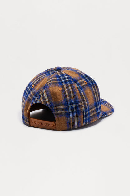Varsity Flannel Structured Snapback Hat - Royal/combo