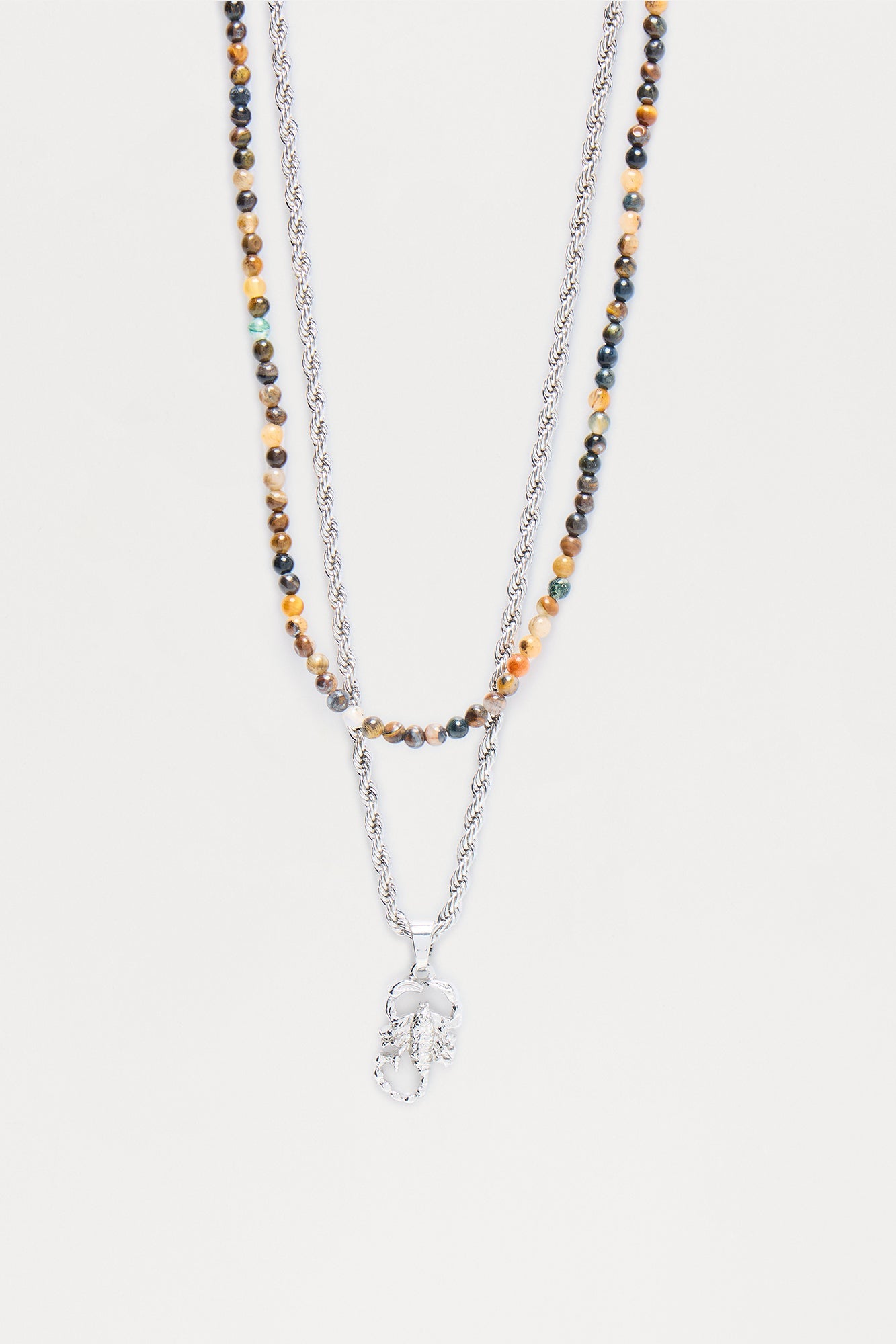 ScorpionTwo Piece Beaded Necklace Set - Silver/Combo