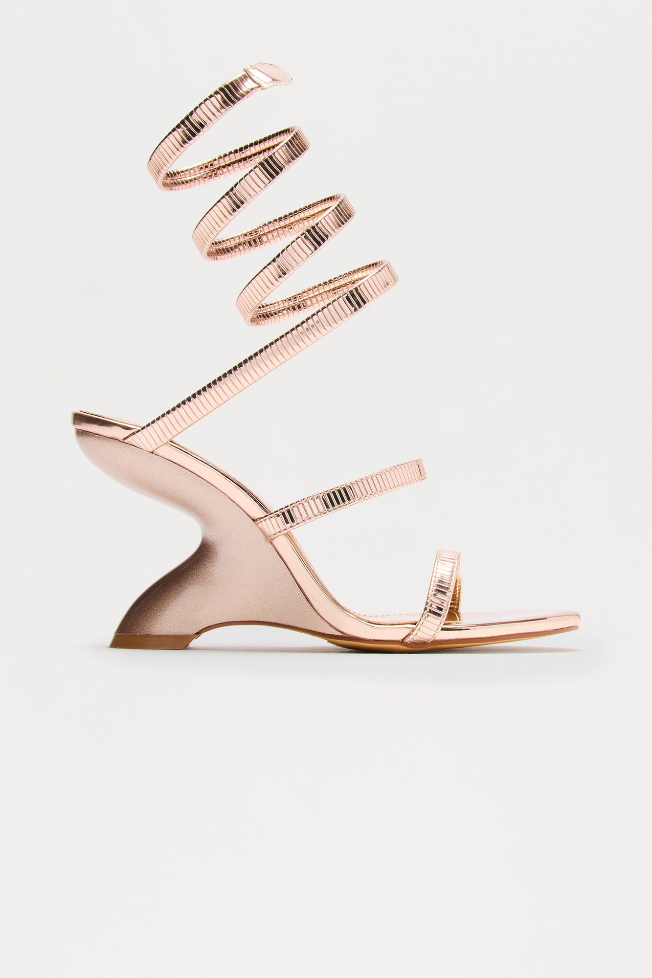 Elani Chrome Wrap Up Wedges - Rose Gold