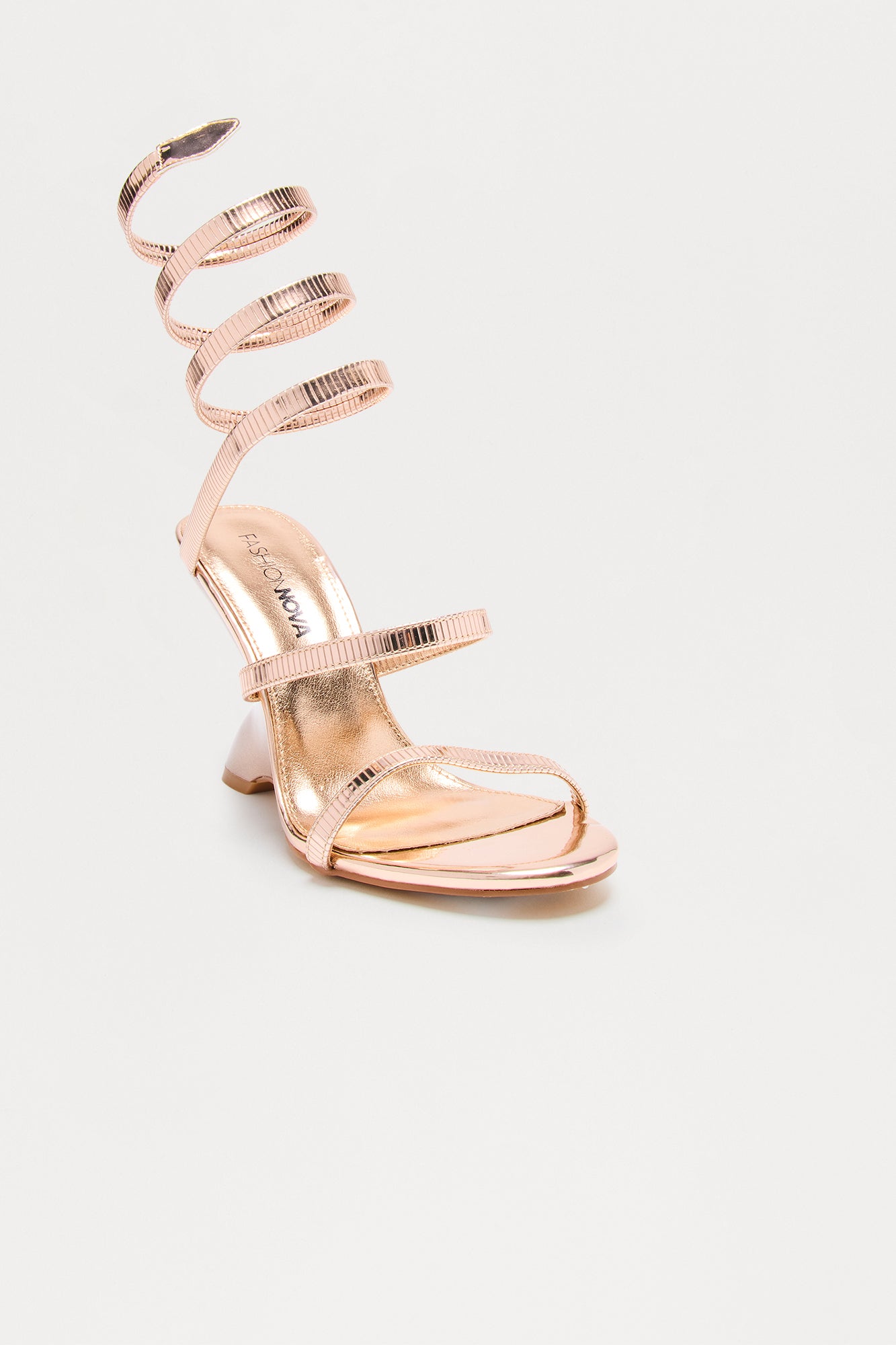 Elani Chrome Wrap Up Wedges - Rose Gold