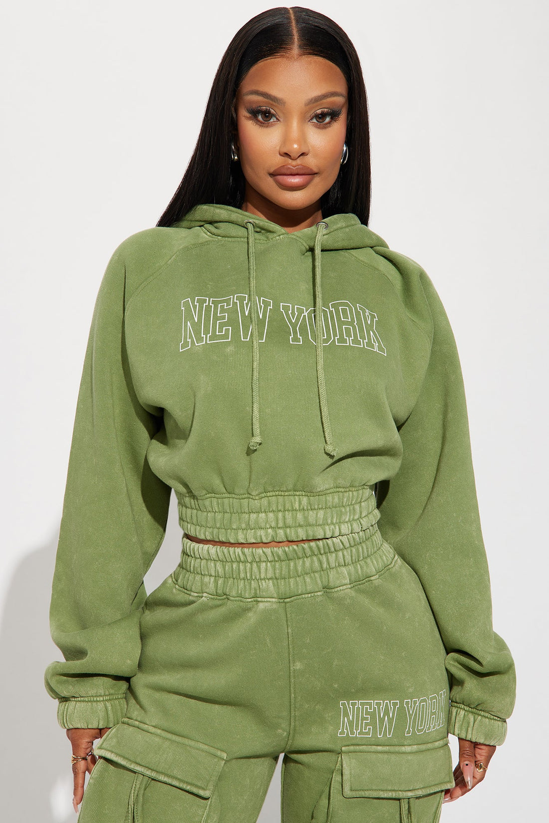 New York Vibes Washed Hoodie - Green/combo