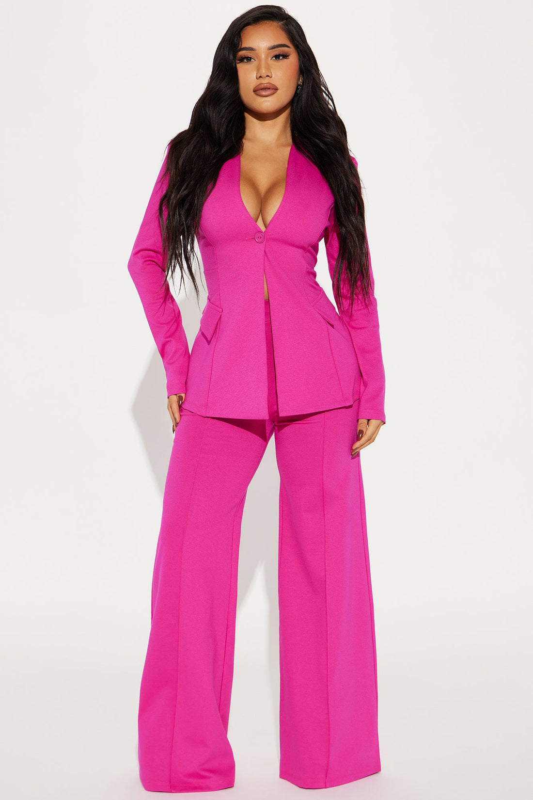 Believe It Blazer Pant Set - Pink