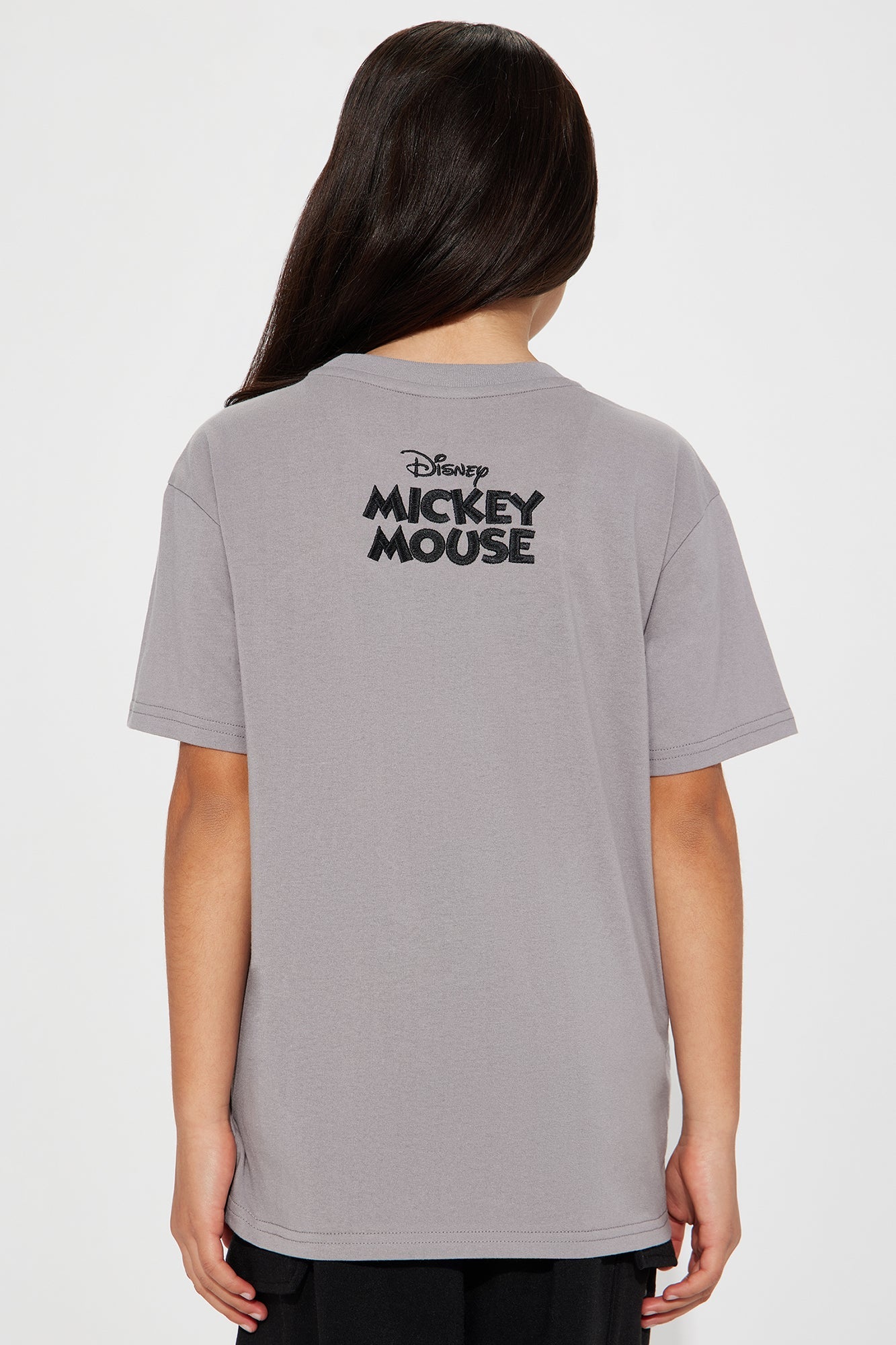 Mini Mickey Mouse Embroidered Graphic Tee - Charcoal