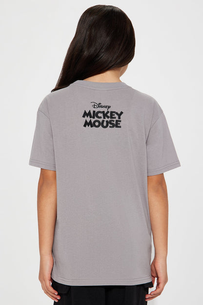 Mini Mickey Mouse Embroidered Graphic Tee - Charcoal
