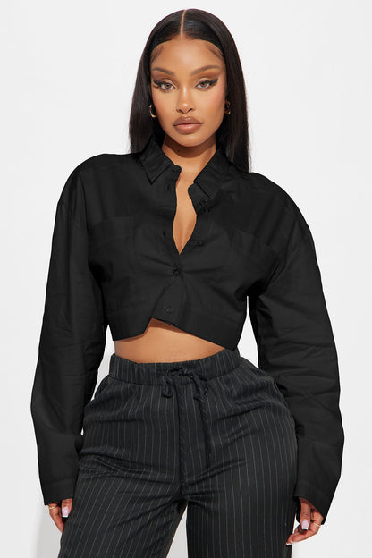Busy Weekends Long Sleeve Poplin Shirt - Black