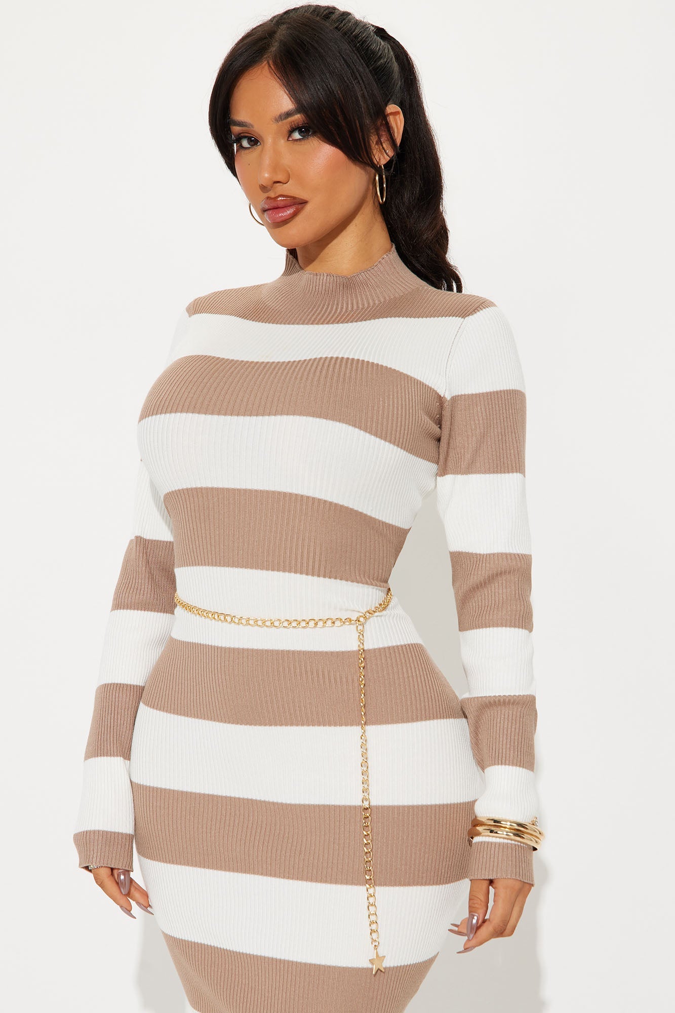 In The Stars Sweater Midi Dress - White/combo