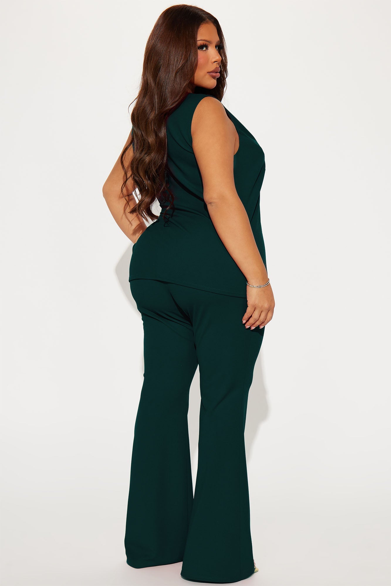 Office Romance Vest Pant Set - Hunter