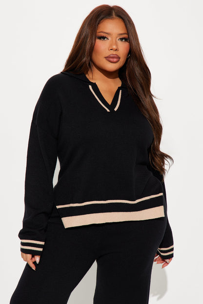 Oh So Comfy Sweater Pant Set - Black/combo