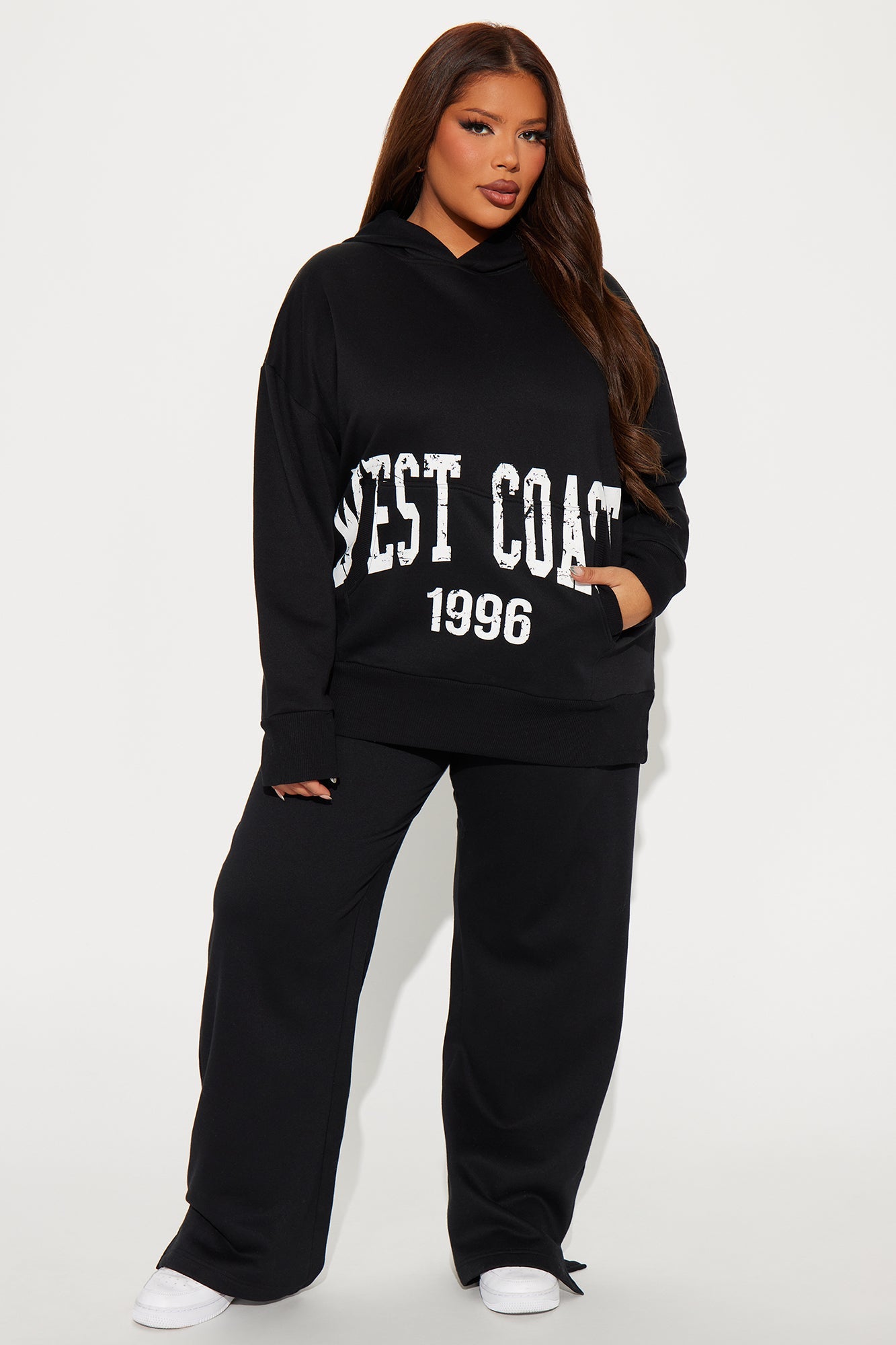 My Destination Washed Fleece Pant Set - Black