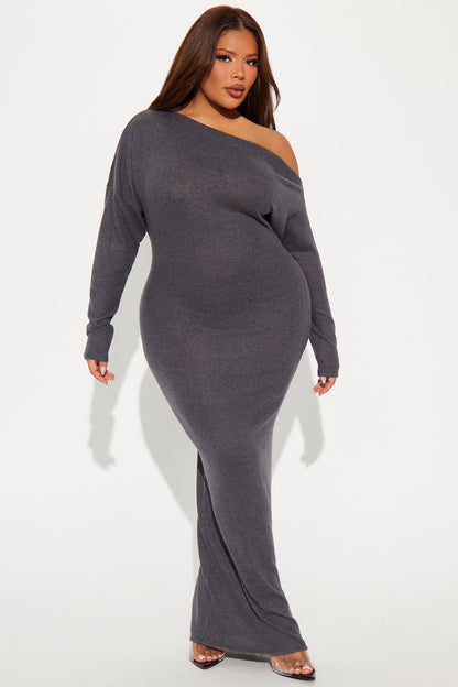 Penelope Sweater Maxi Dress - Charcoal