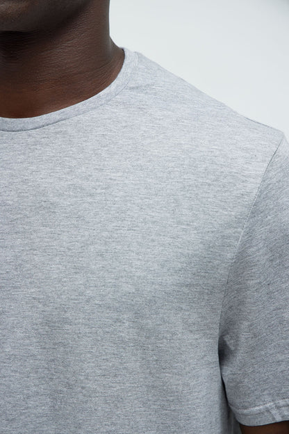 Essential Short Sleeve Scallop Crew Tee - HeatherGrey