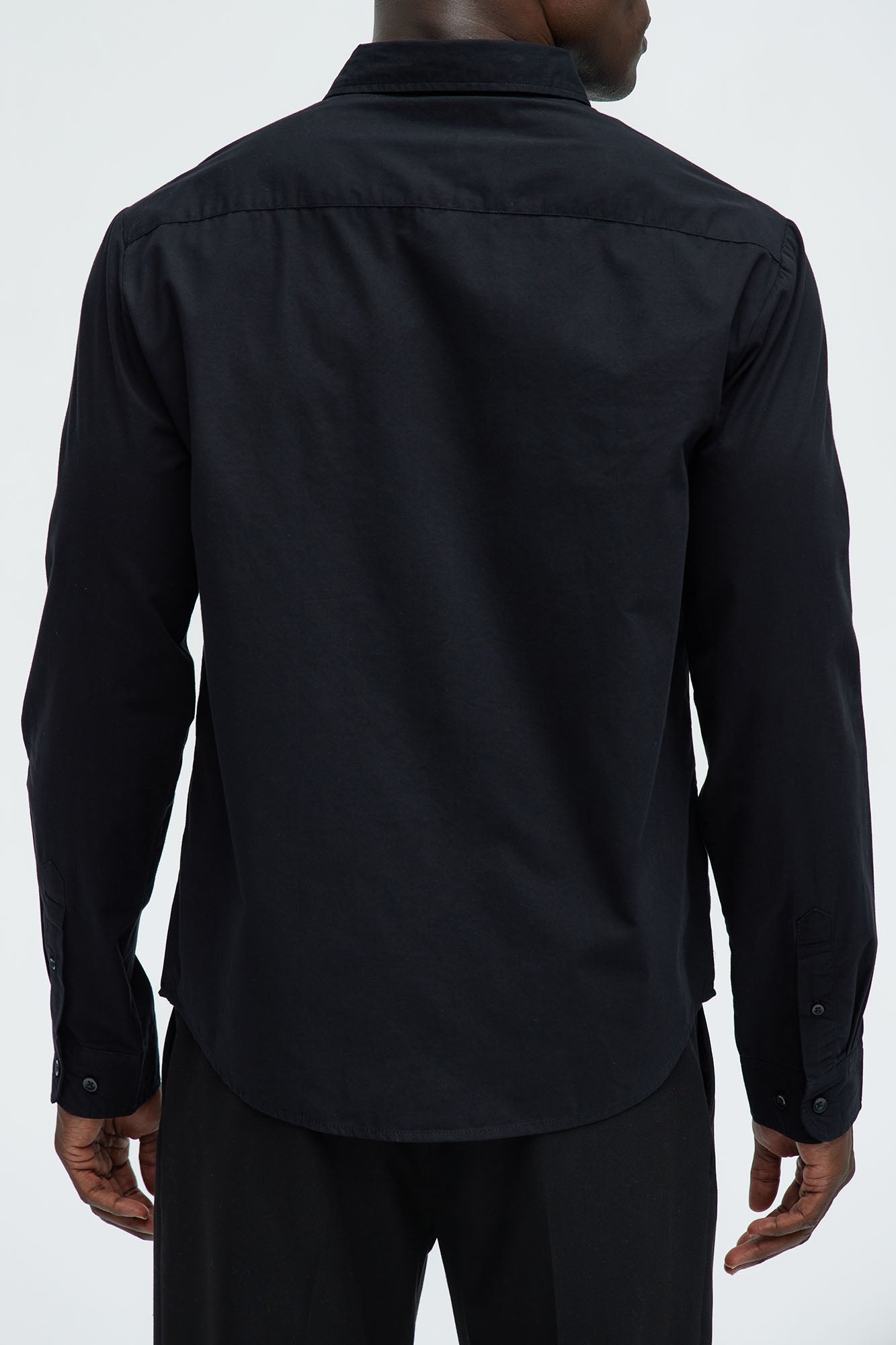 Ryland Cotton Long Sleeve Button Up Shirt - Black