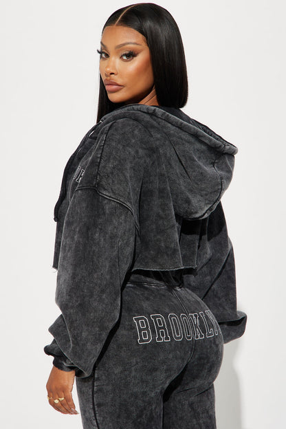 Brooklyn City Washed Hoodie - Black Wash