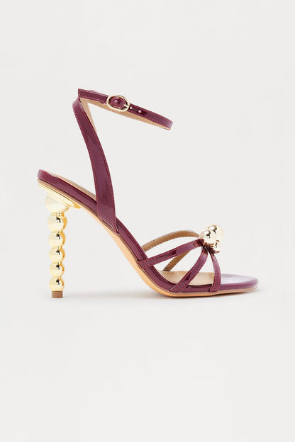 Campari Hardware Ankle Strap Heels - Burgundy