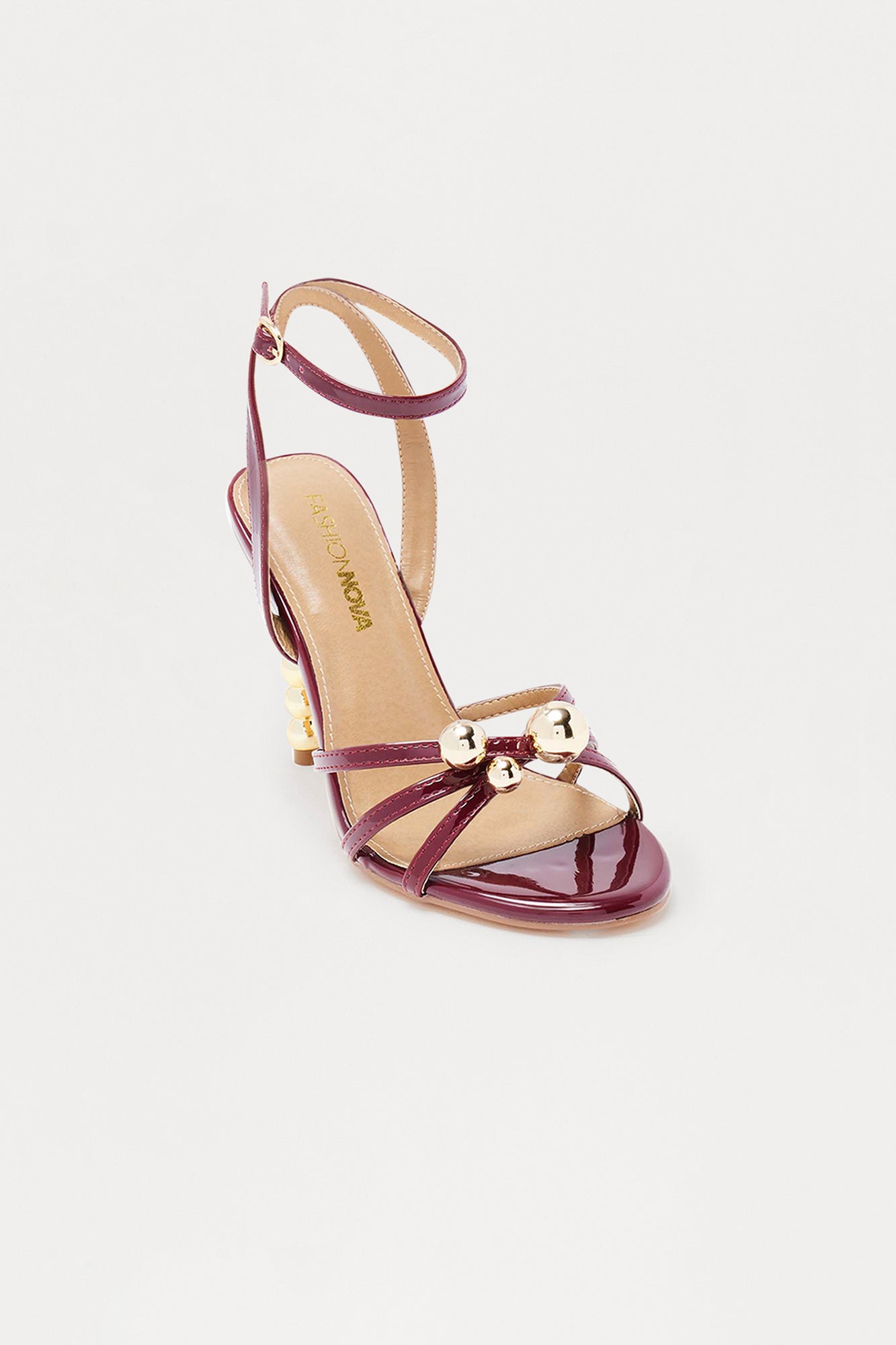 Campari Hardware Ankle Strap Heels - Burgundy