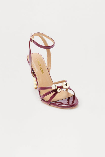 Campari Hardware Ankle Strap Heels - Burgundy
