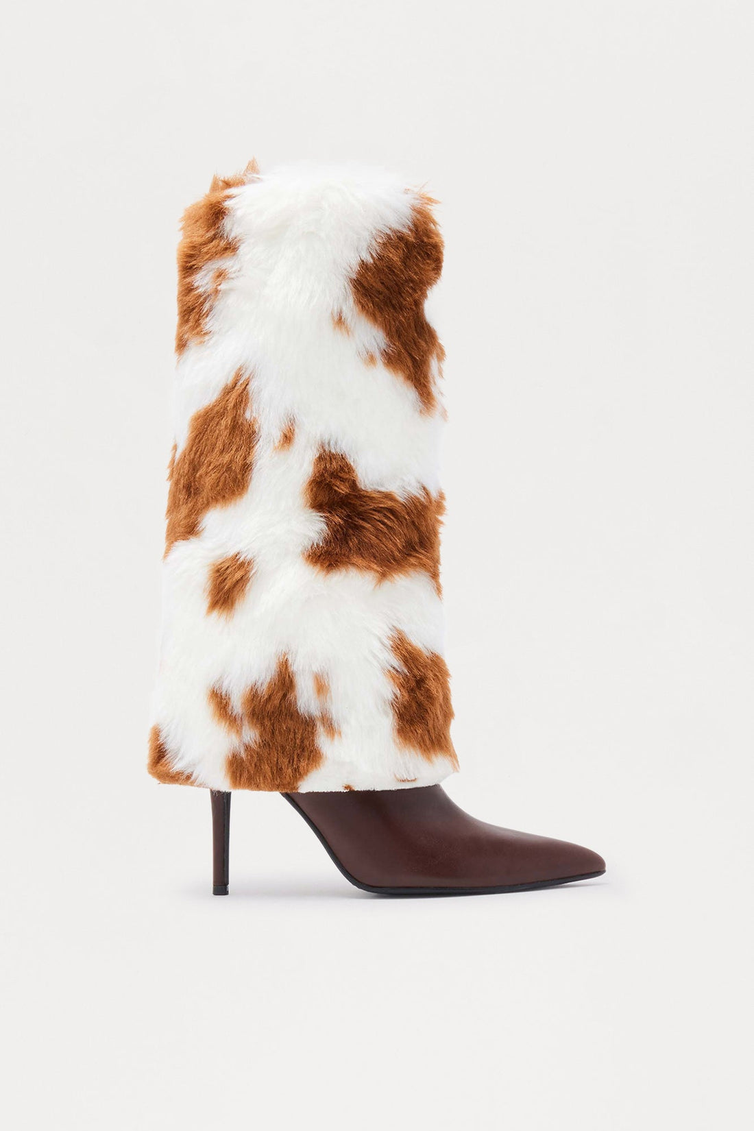 Romi Faux Fur Overlay Boots - Brown/combo