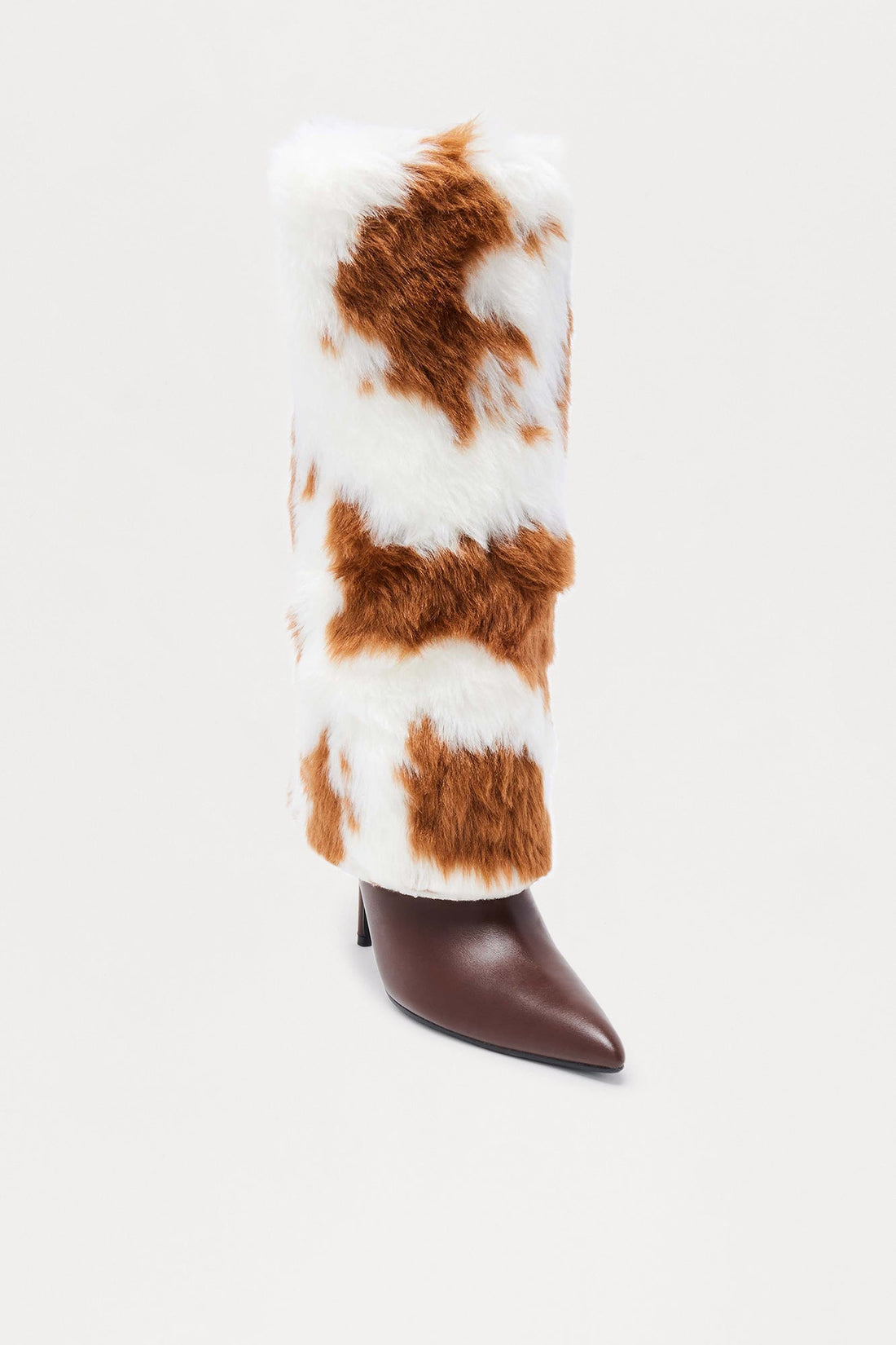 Romi Faux Fur Overlay Boots - Brown/combo