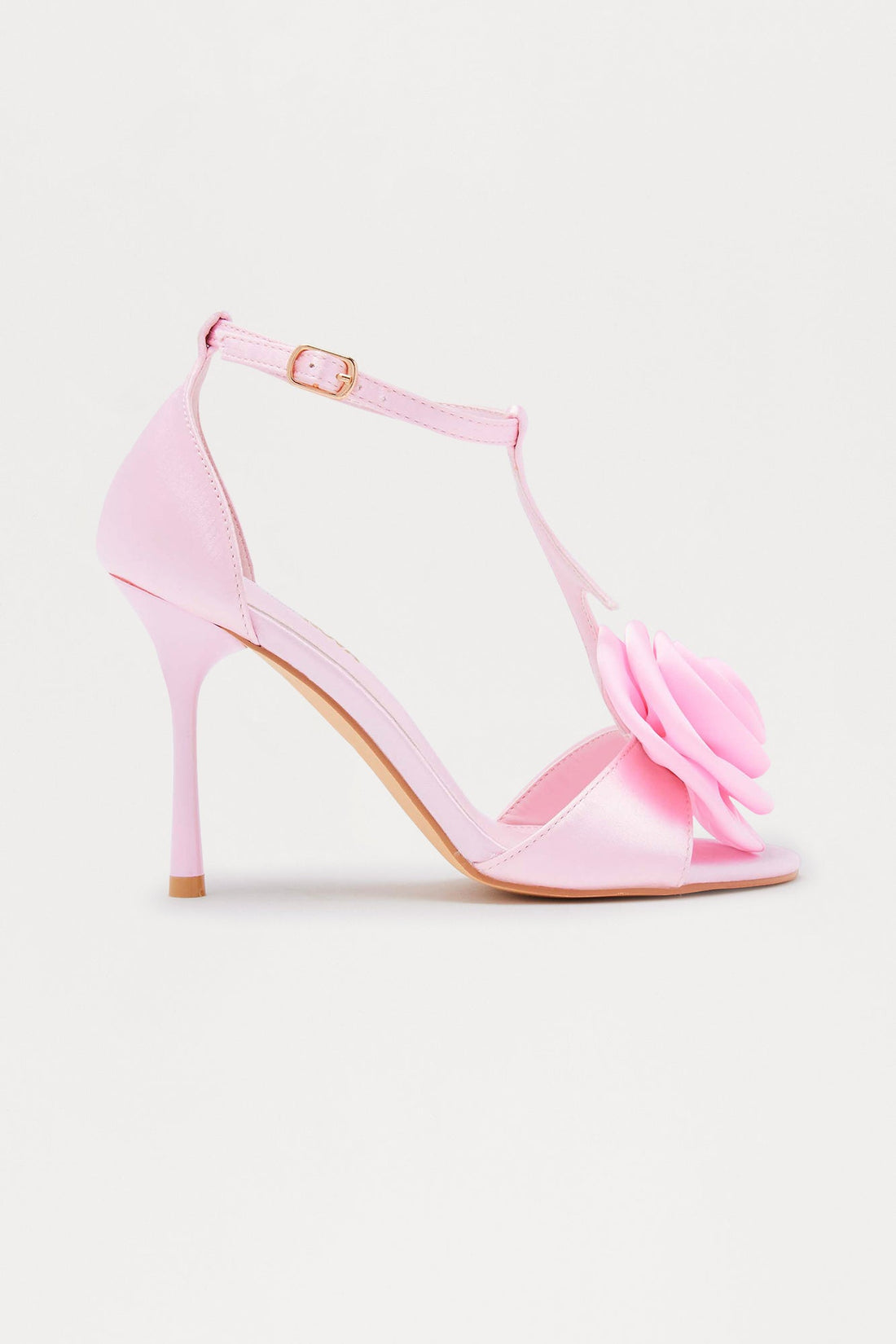 Darana Satin Flower Heels - Pink