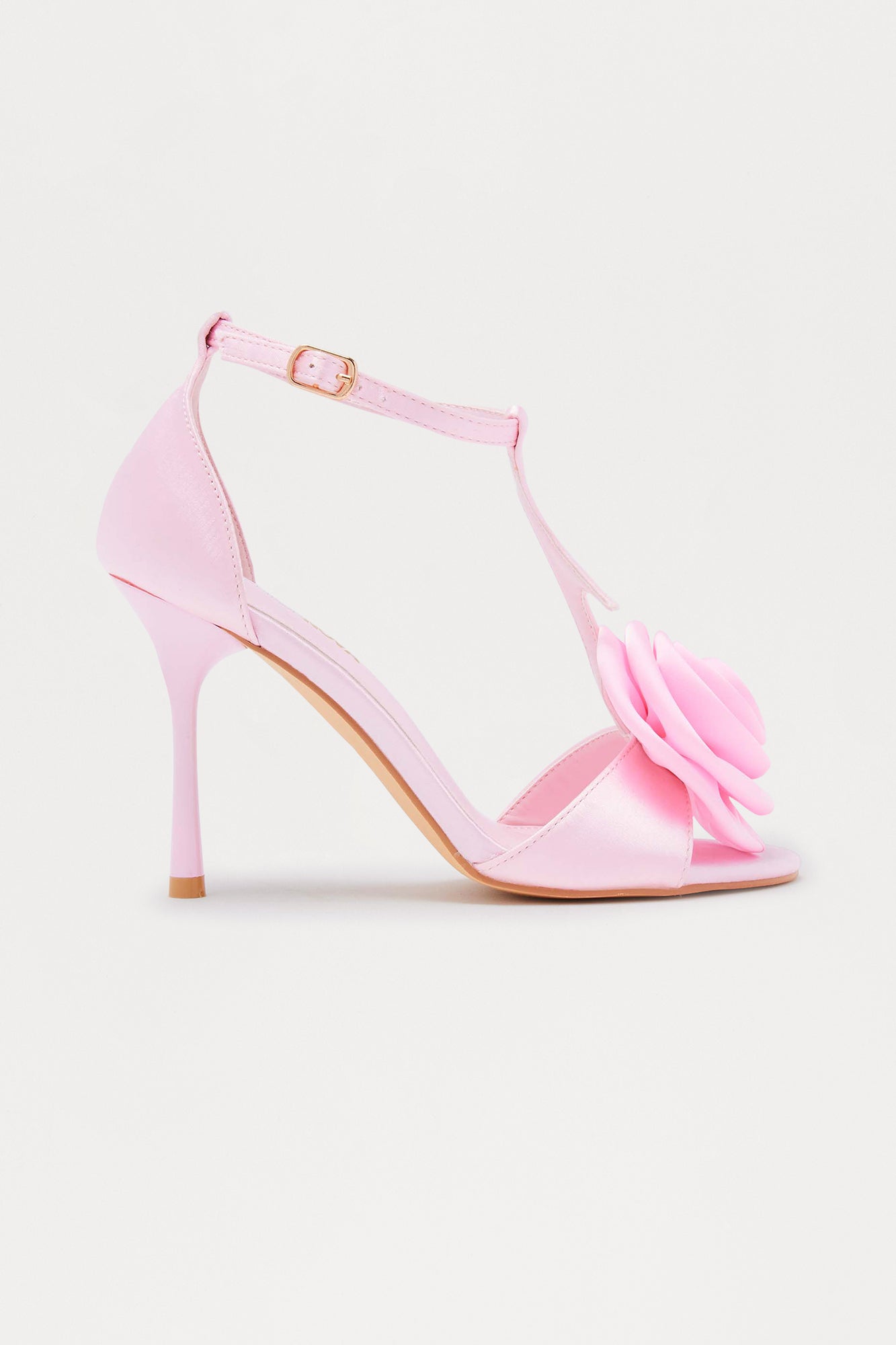 Darana Satin Flower Heels - Pink