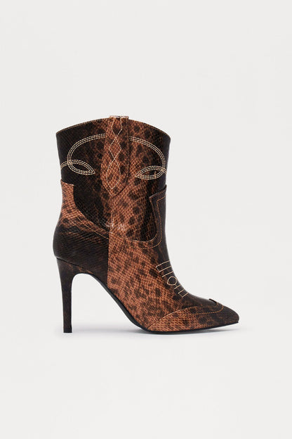 Ranger Stiletto Booties - Brown/combo