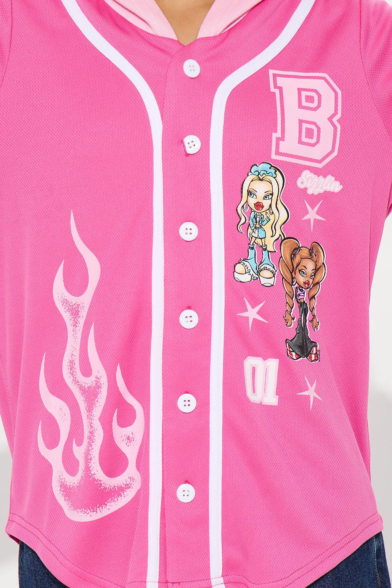 Mini Bratz Hooded TwoFer Jersey - Hot Pink/combo
