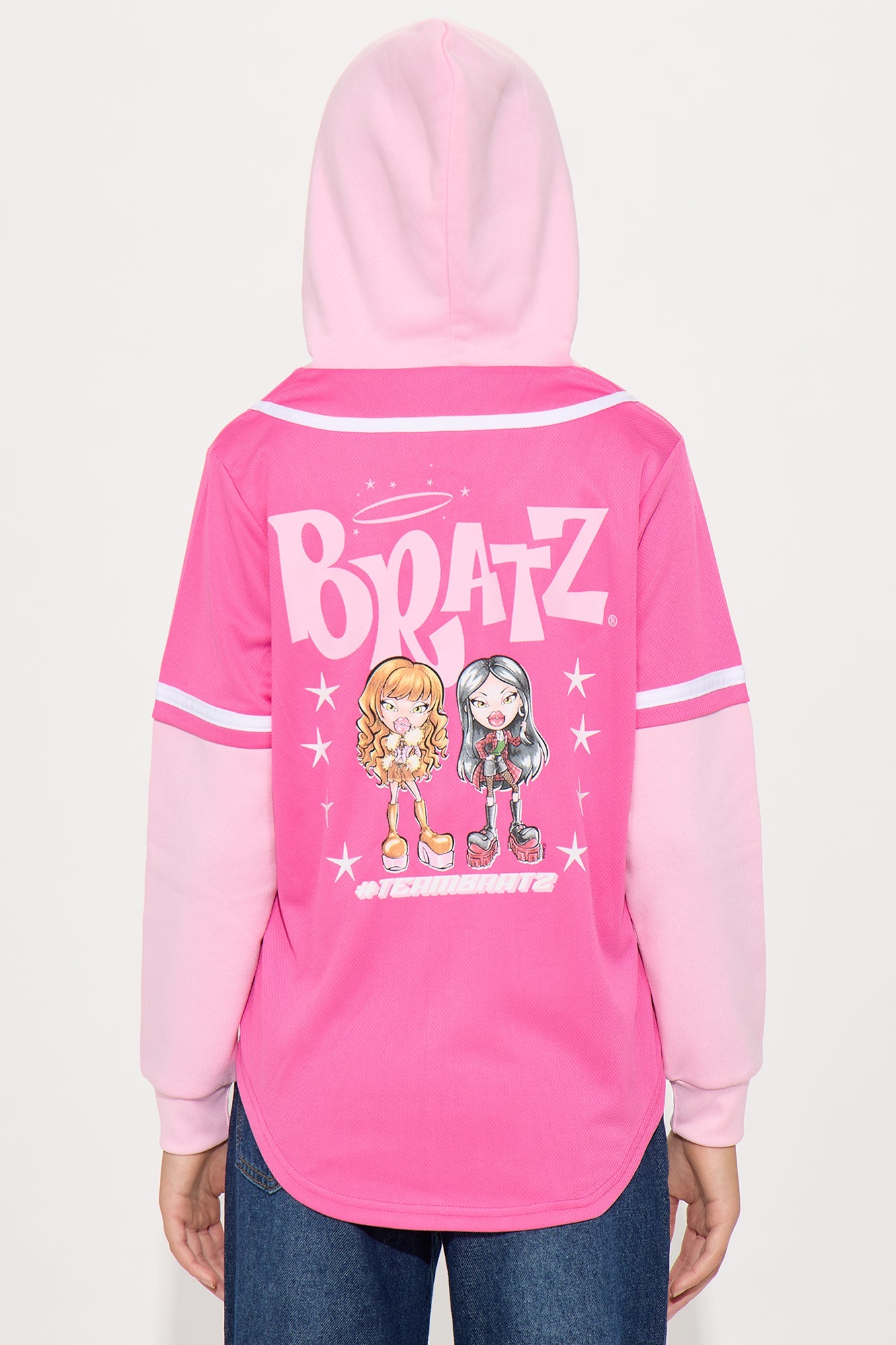 Mini Bratz Hooded TwoFer Jersey - Hot Pink/combo