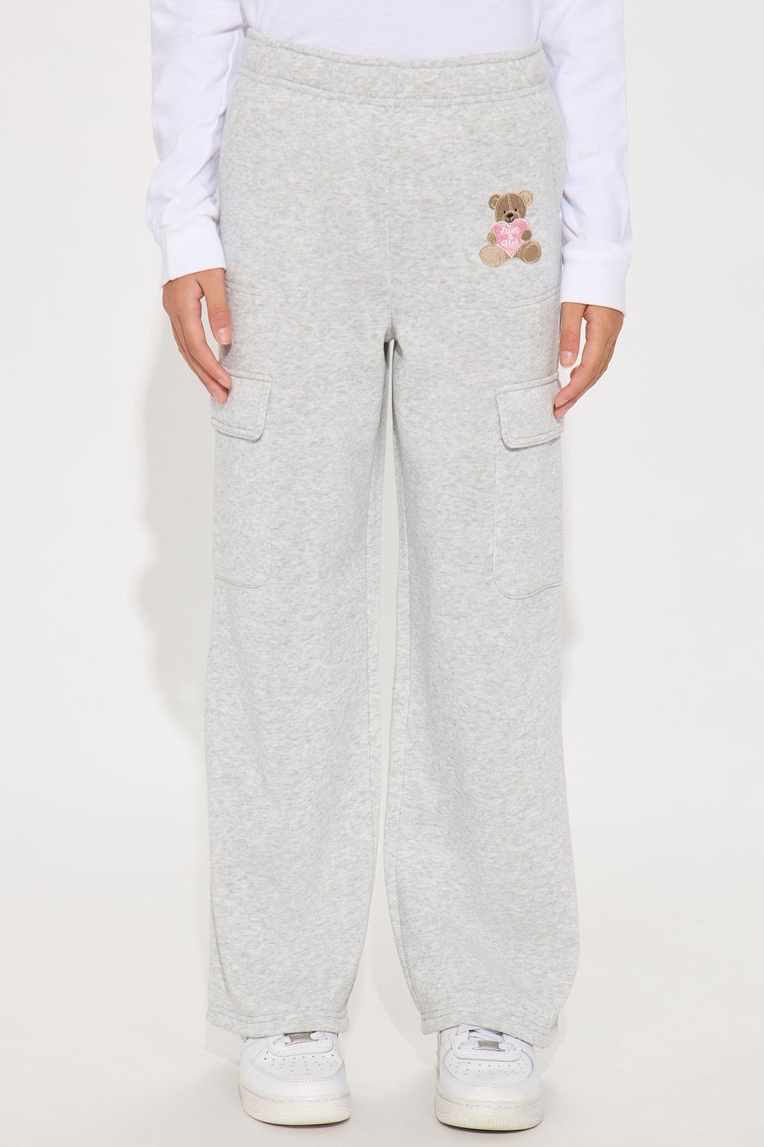 Mini Just A Girl Wide Leg Cargo Pants - Grey