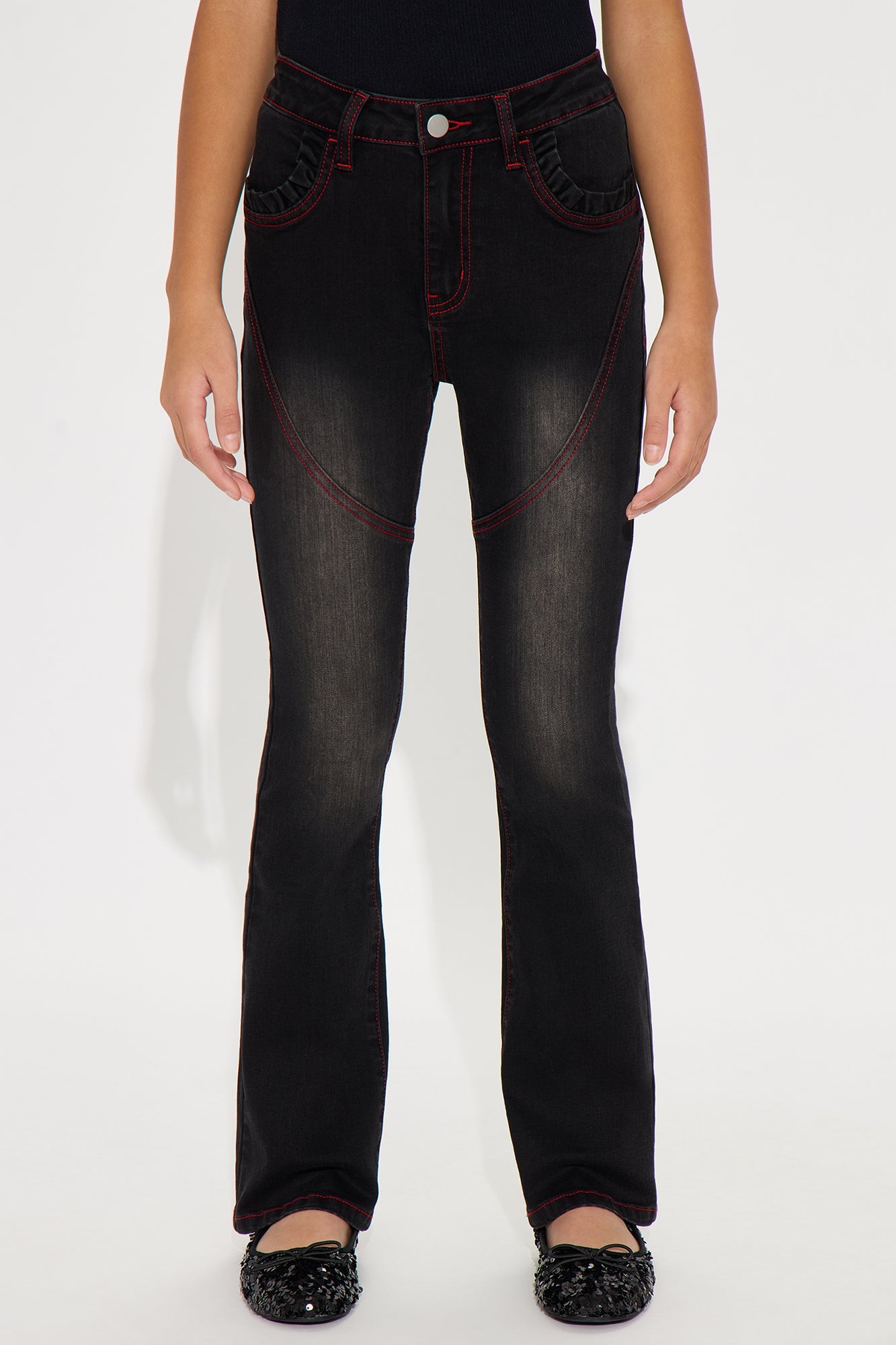 Mini Up For A Challenge Stretch Moto Bootcut Jeans - Black Wash