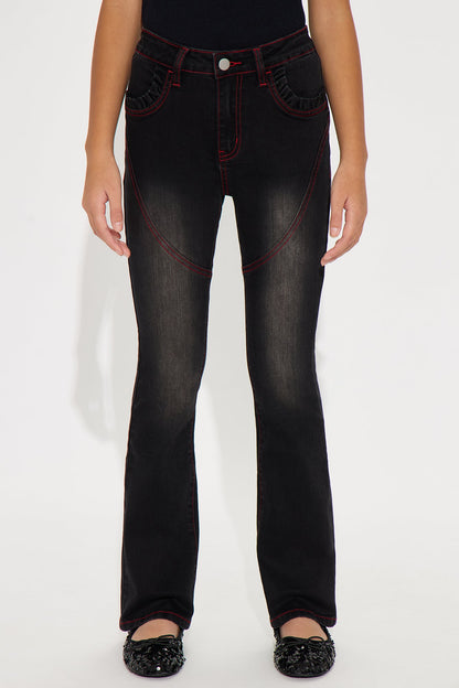 Mini Up For A Challenge Stretch Moto Bootcut Jeans - Black Wash