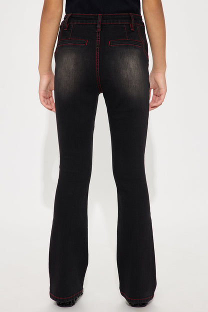 Mini Up For A Challenge Stretch Moto Bootcut Jeans - Black Wash