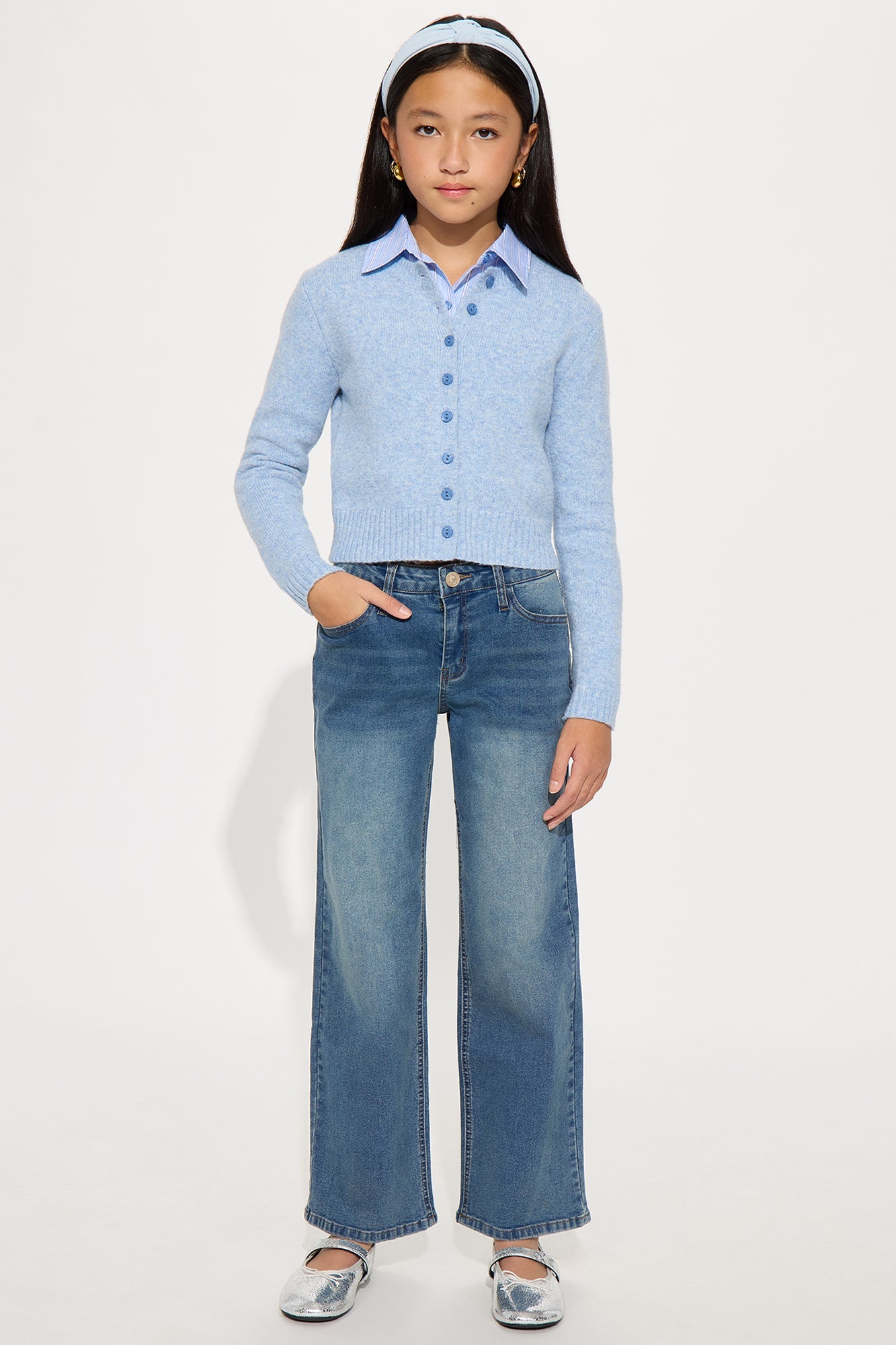 Mini Lyndie Wide Leg Jeans - Dark Wash