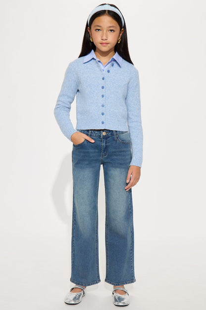 Mini Lyndie Wide Leg Jeans - Dark Wash